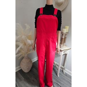 Fun Game Bibs Red Unisex Cotton Overalls Jumpsuit Size Medium